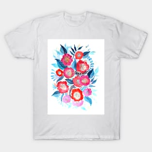 Red and Blue Watercolor Painting T-Shirt